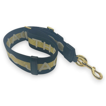 Marc Jacobs Adjustable Webbing Strap Black Gold with White Woven Logo