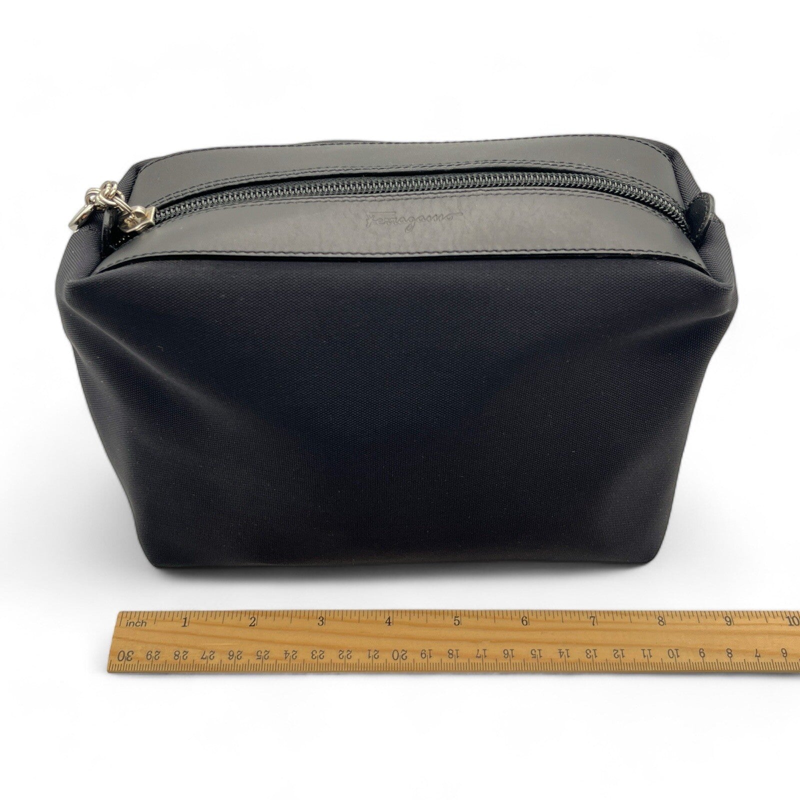 Salvatore Ferragamo Fabric and Leather Pouch in Black