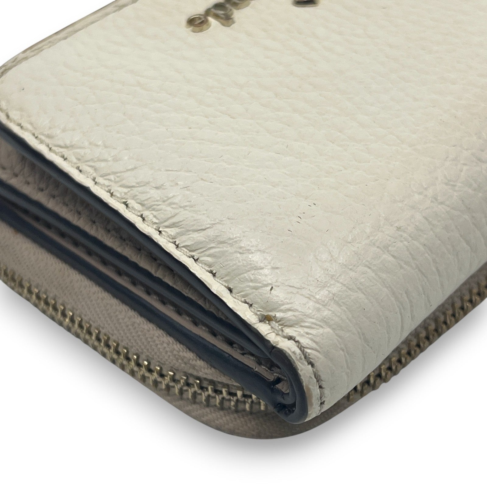 Kate Spade Off White Beige Leather Trifold Wallet Zip Coin Purse