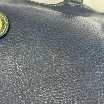 La Tour Eiffel 1887 Leather Handbag Tote Navy Blue Green Logo Badge