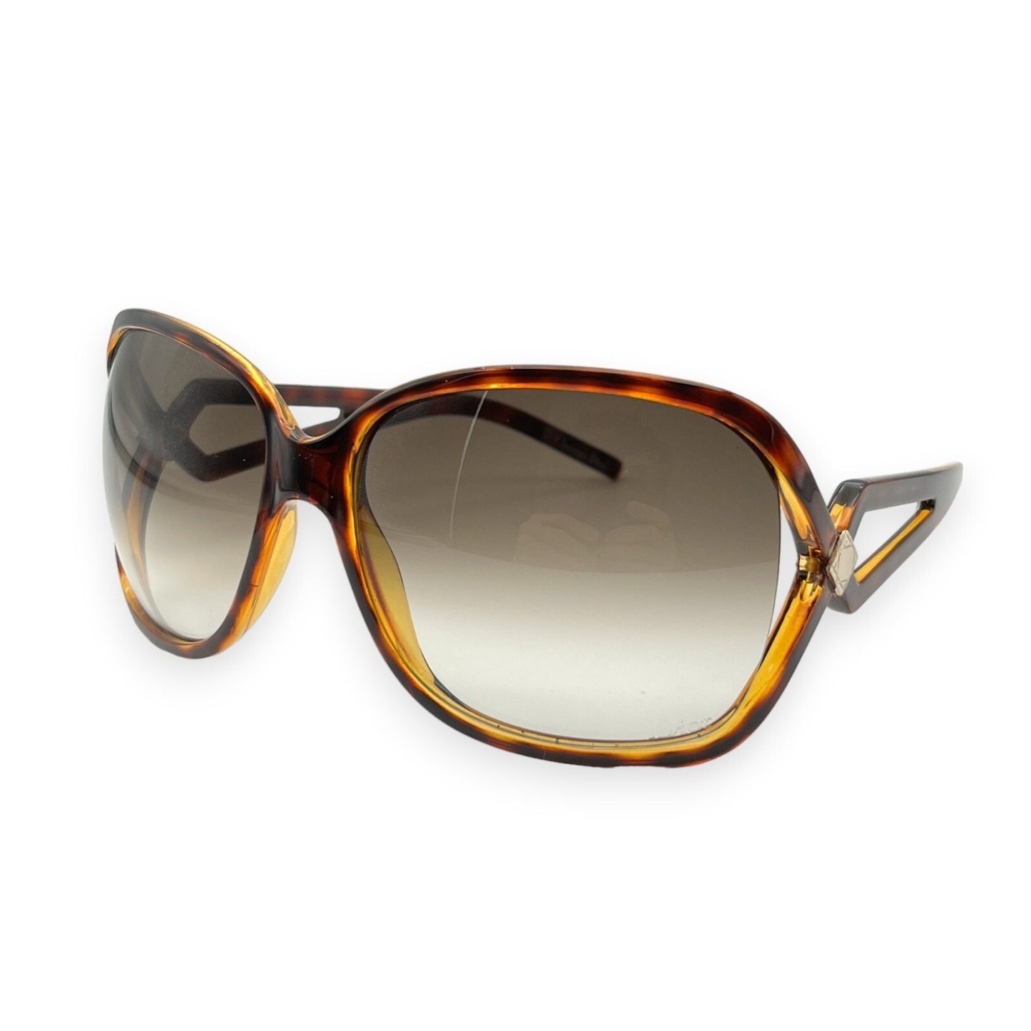 Christian Dior Madrague Square Sunglasses Brown w/ Case