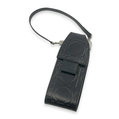 Salvatore Ferragamo Gancini Embossed Leather Mini Pouch Black  w/ Dust Bag