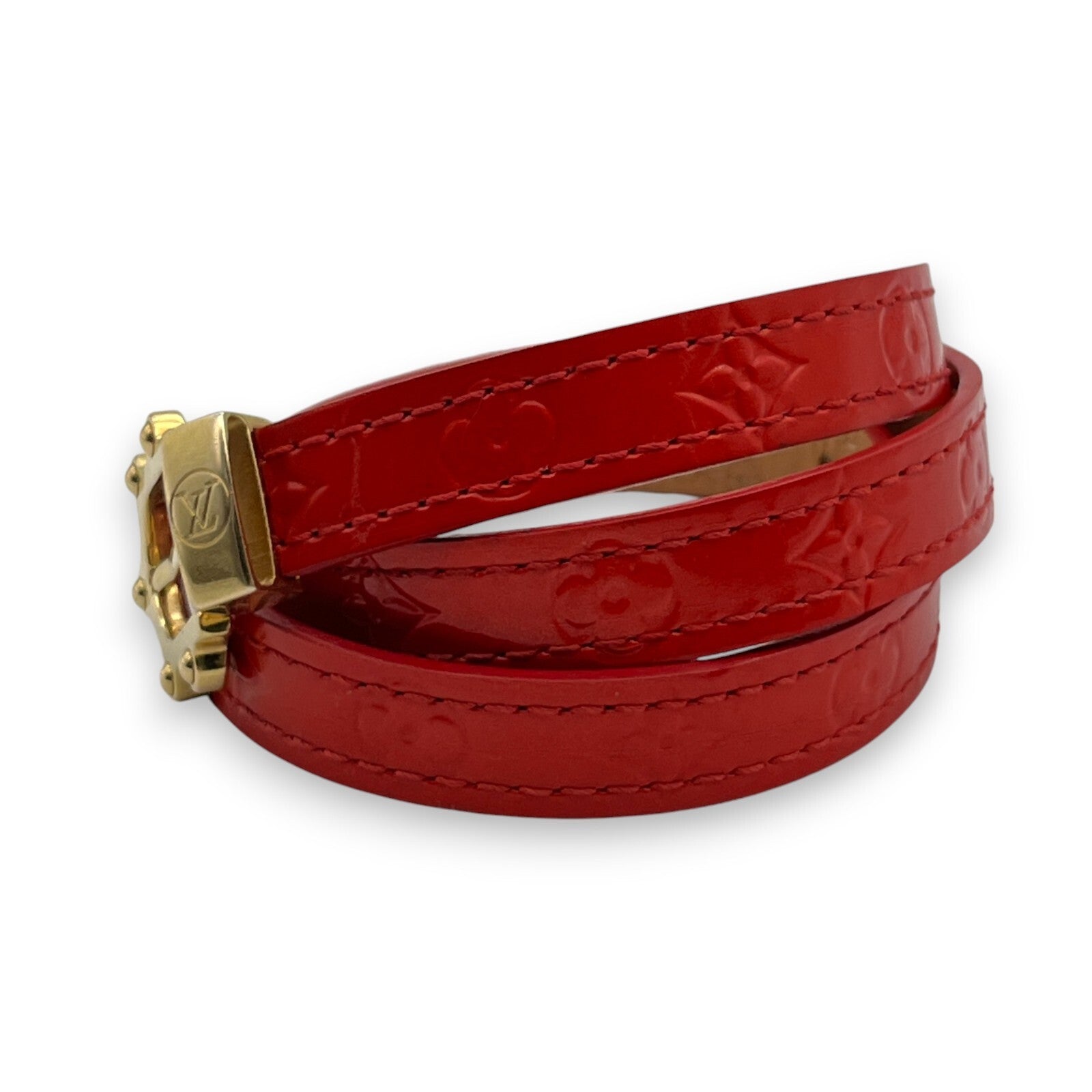 Louis Vuitton Monogram Vernis Triple Tour Bracelet Red