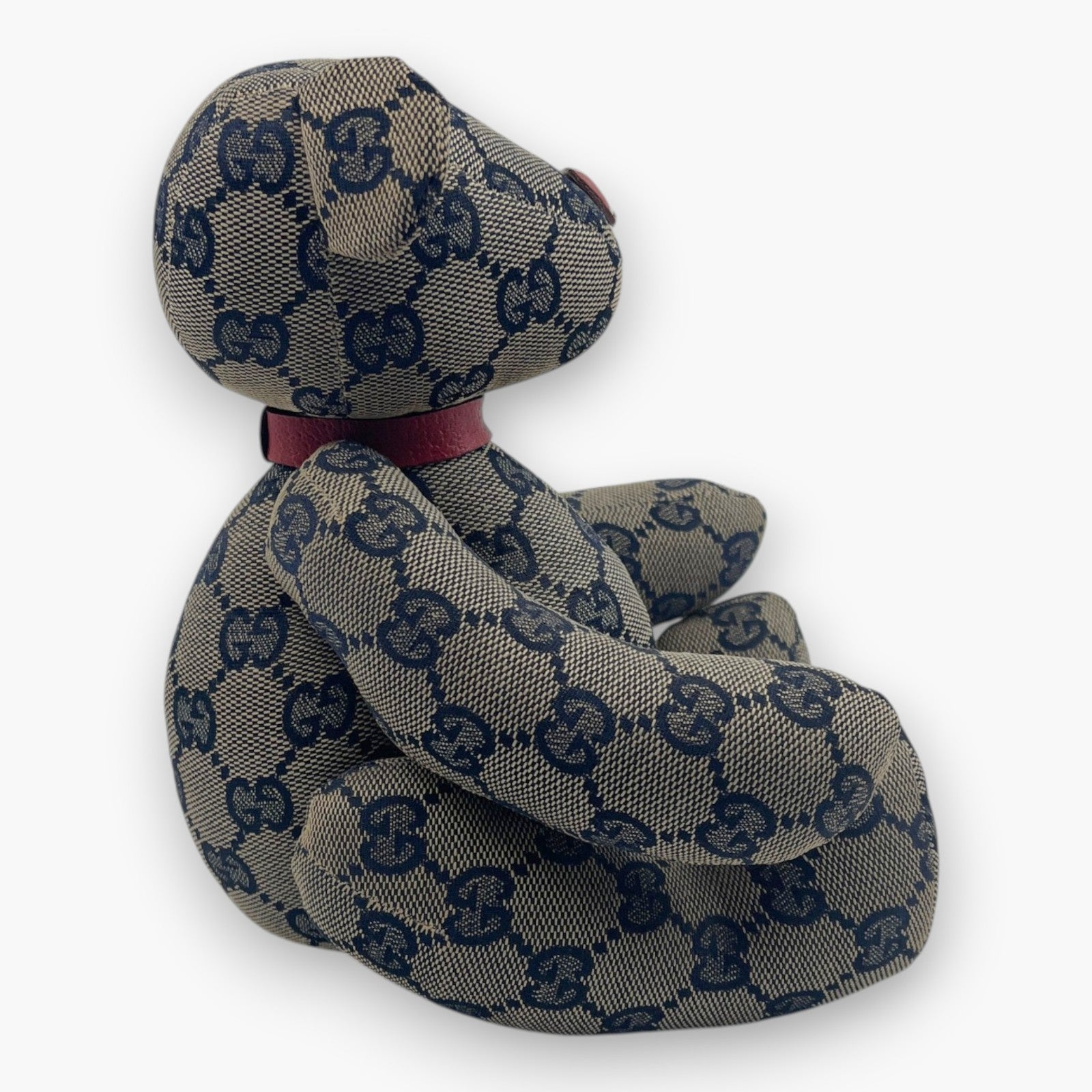 Gucci GG Monogram Canvas Teddy Bear Plush Doll Beige Navy