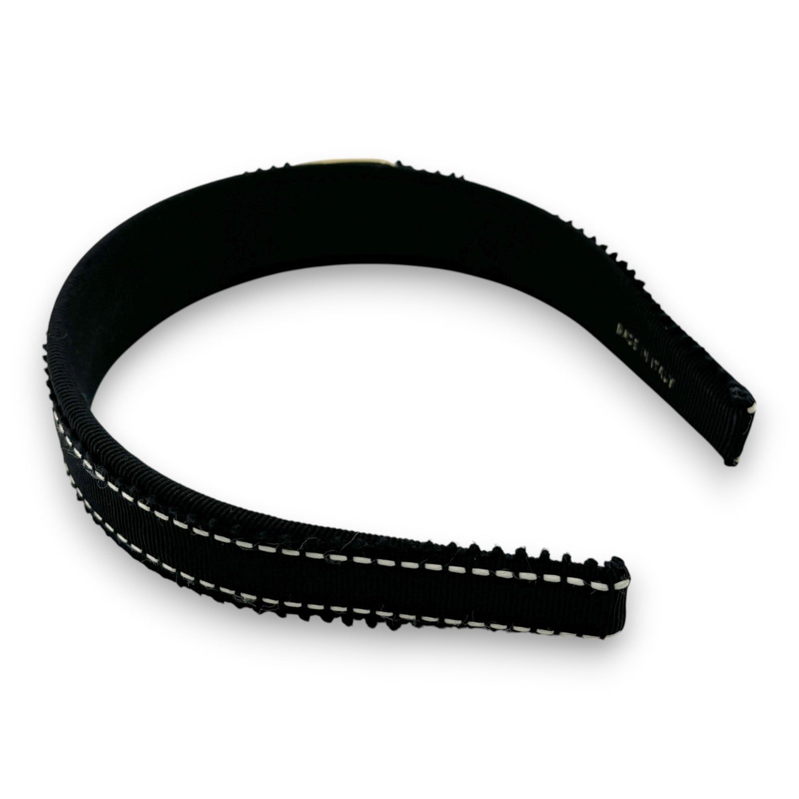 Salvatore Ferragamo Vara Ribbon Black Headband Gold Plate Hair Accessory