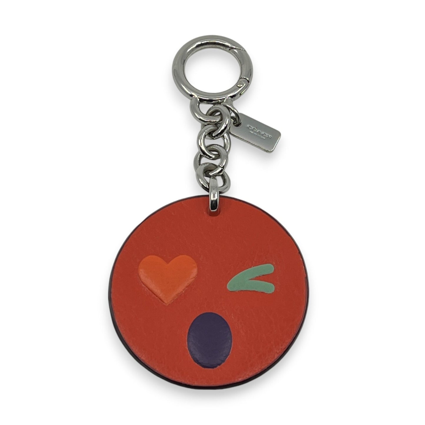 Coach Winky Emoji Leather Keychain Bag Charm in Orange