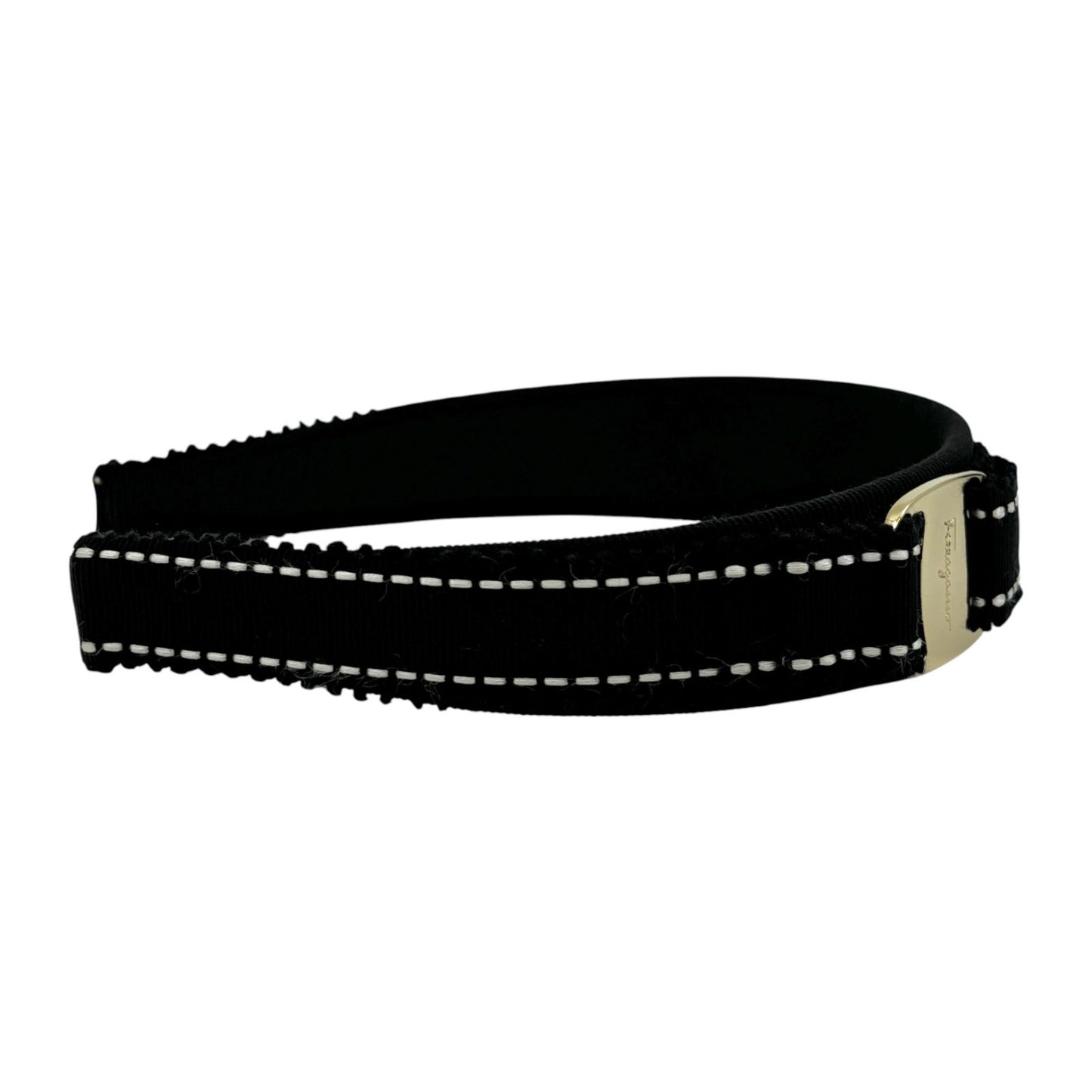 Salvatore Ferragamo Vara Ribbon Black Headband Gold Plate Hair Accessory