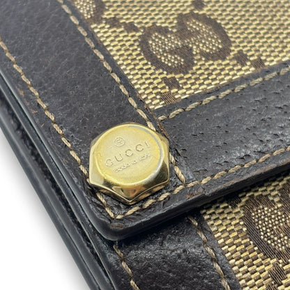 Gucci GG Canvas Bifold Wallet Brown Leather Trim w/ Box