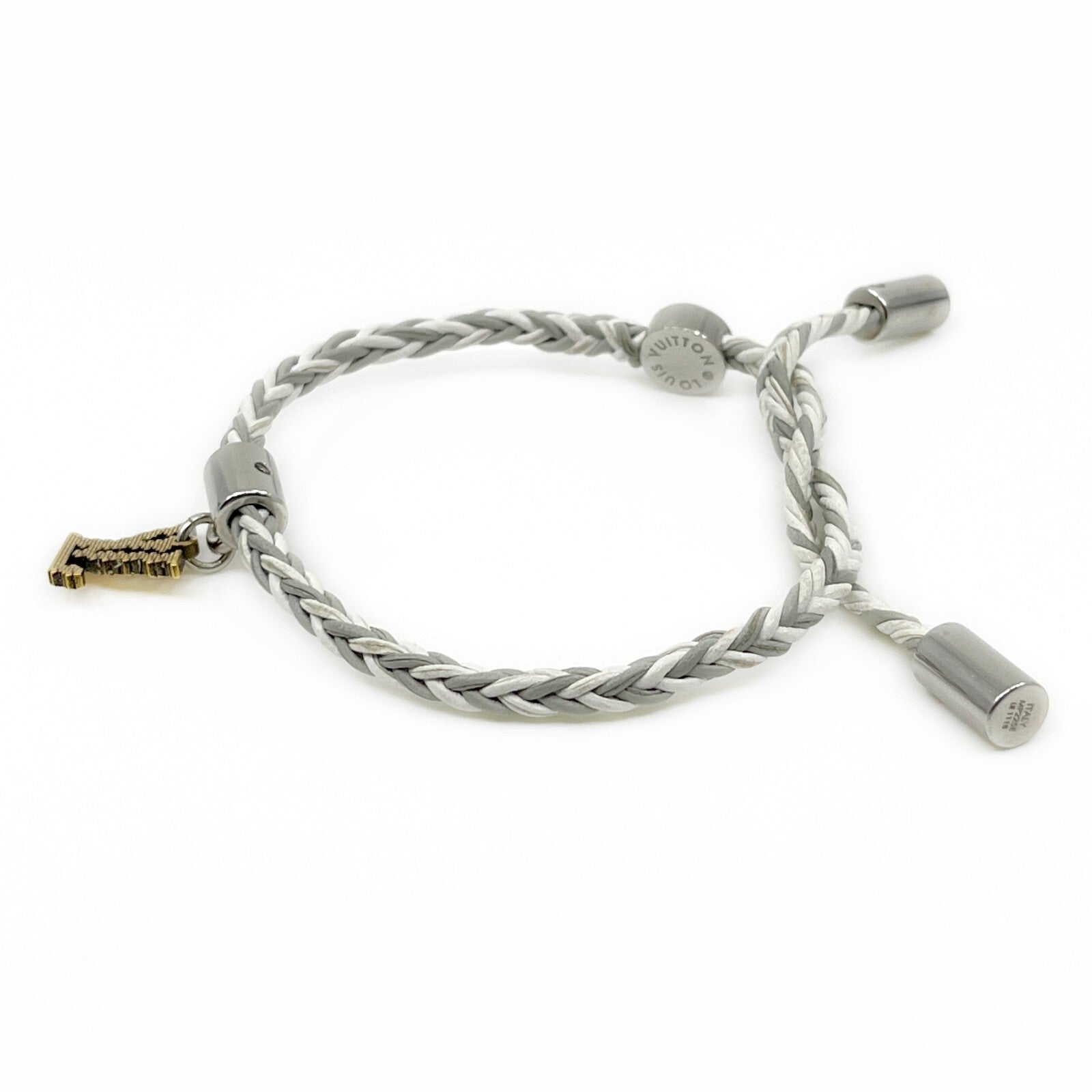 Louis Vuitton Friendship Accessories Leather Bracelet White and Gray MP225E