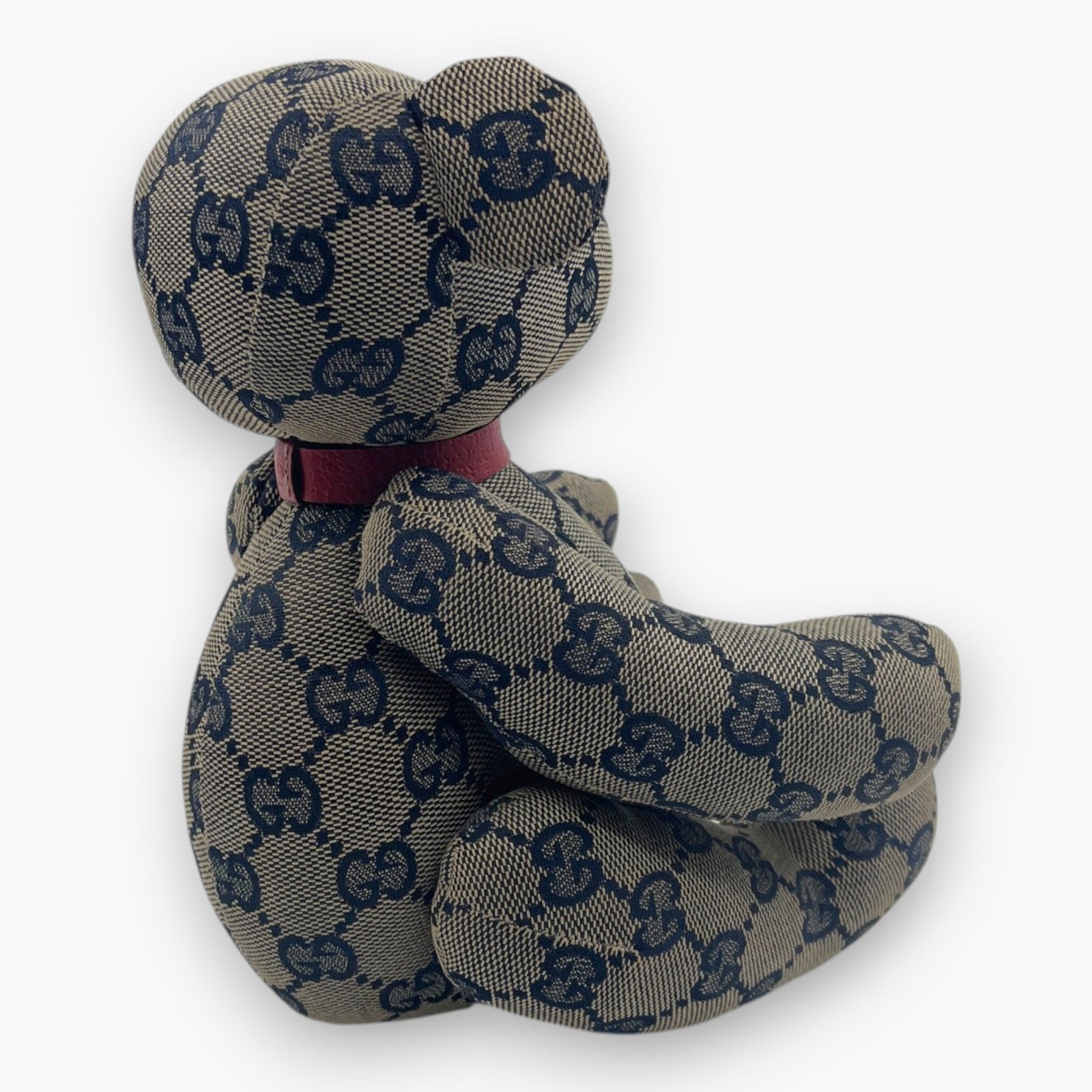 Gucci GG Monogram Canvas Teddy Bear Plush Doll Beige Navy
