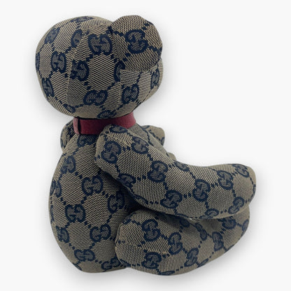 Gucci GG Monogram Canvas Teddy Bear Plush Doll Beige Navy