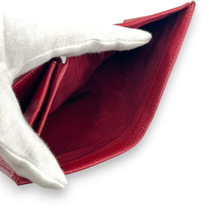 Prada Saffiano Leather Bifold Compact Wallet in Red w/ Box