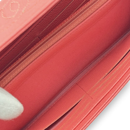 Chanel Caviar Skin Leather Long Wallet  Pink w/ Dust Bag & Certificate