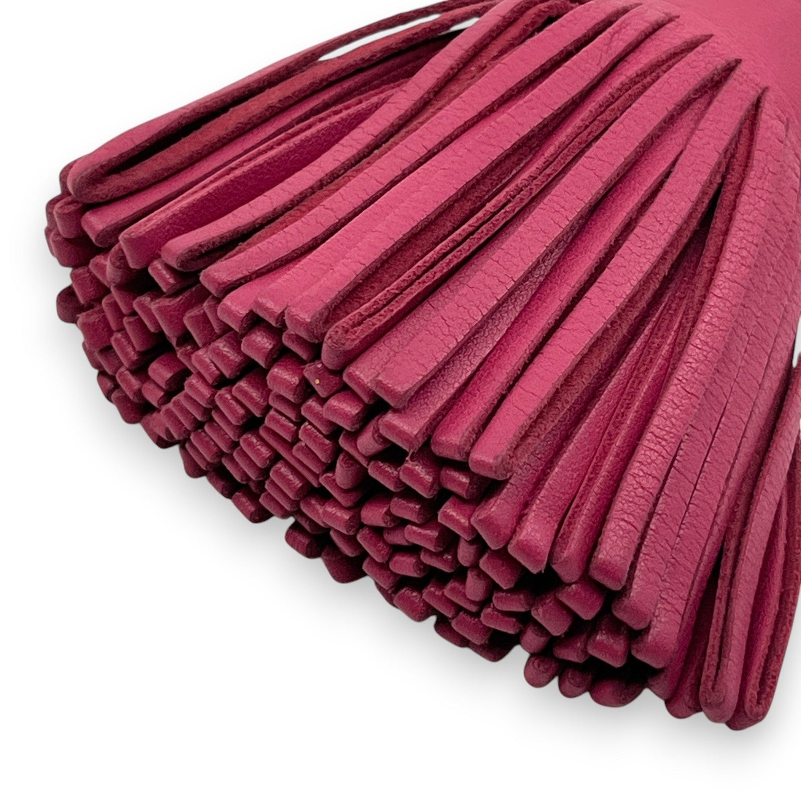 Hermès Carmen Rose Pourpre Pink Leather Tassel Key Ring Charm w/ Box