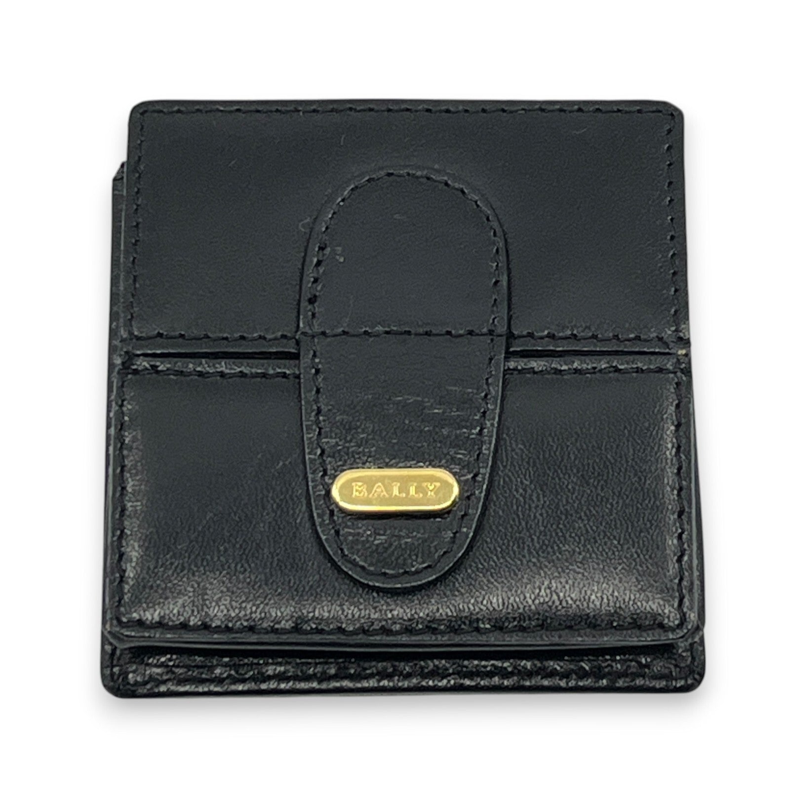 Bally Compact Leather Coin Wallet in Black w/ Box and Dust Bag