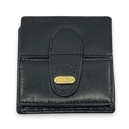 Bally Compact Leather Coin Wallet in Black w/ Box and Dust Bag