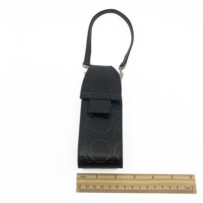 Salvatore Ferragamo Gancini Embossed Leather Mini Pouch Black  w/ Dust Bag