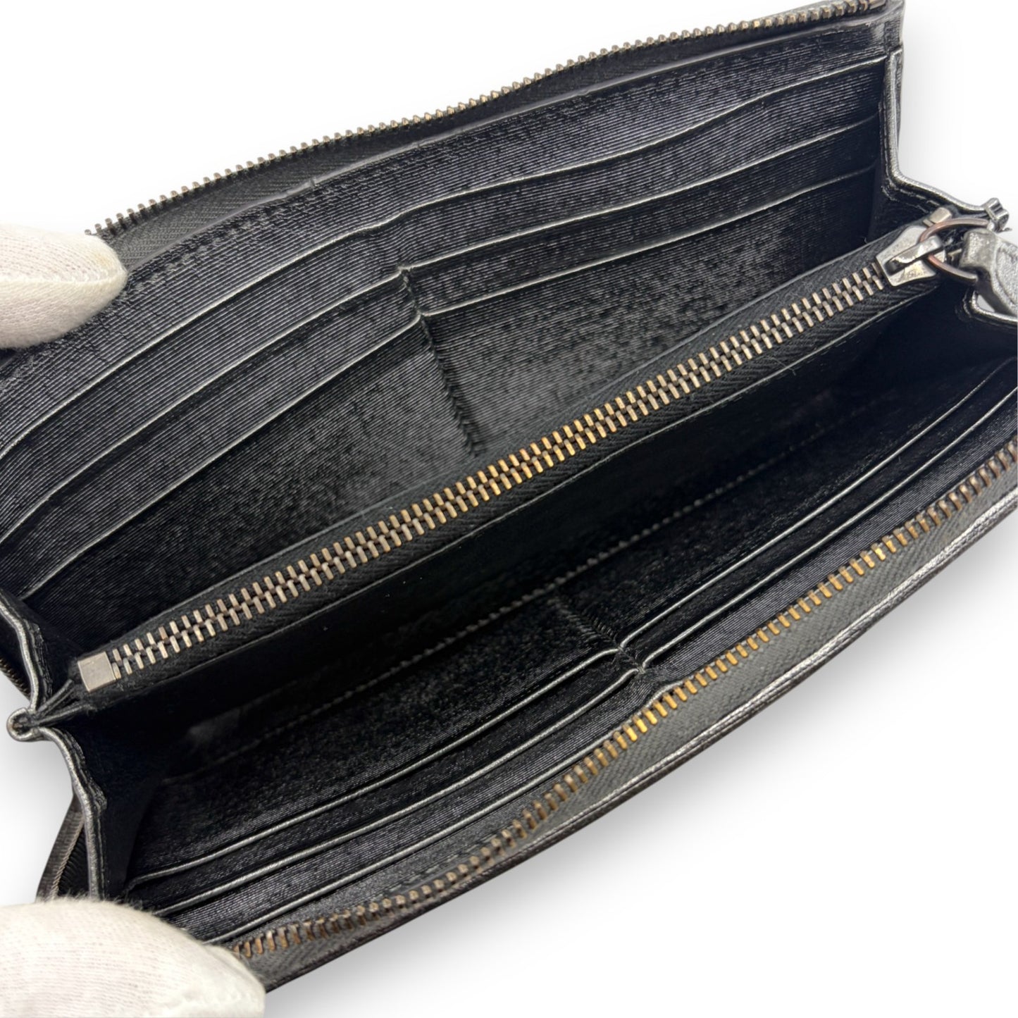 Bottega Veneta Intrecciato Long Wallet Silver Leather w/ Box