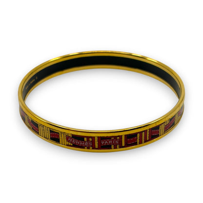 Hermes Enamel Bracelet Bangle Émail PM Gold Black w/ Box