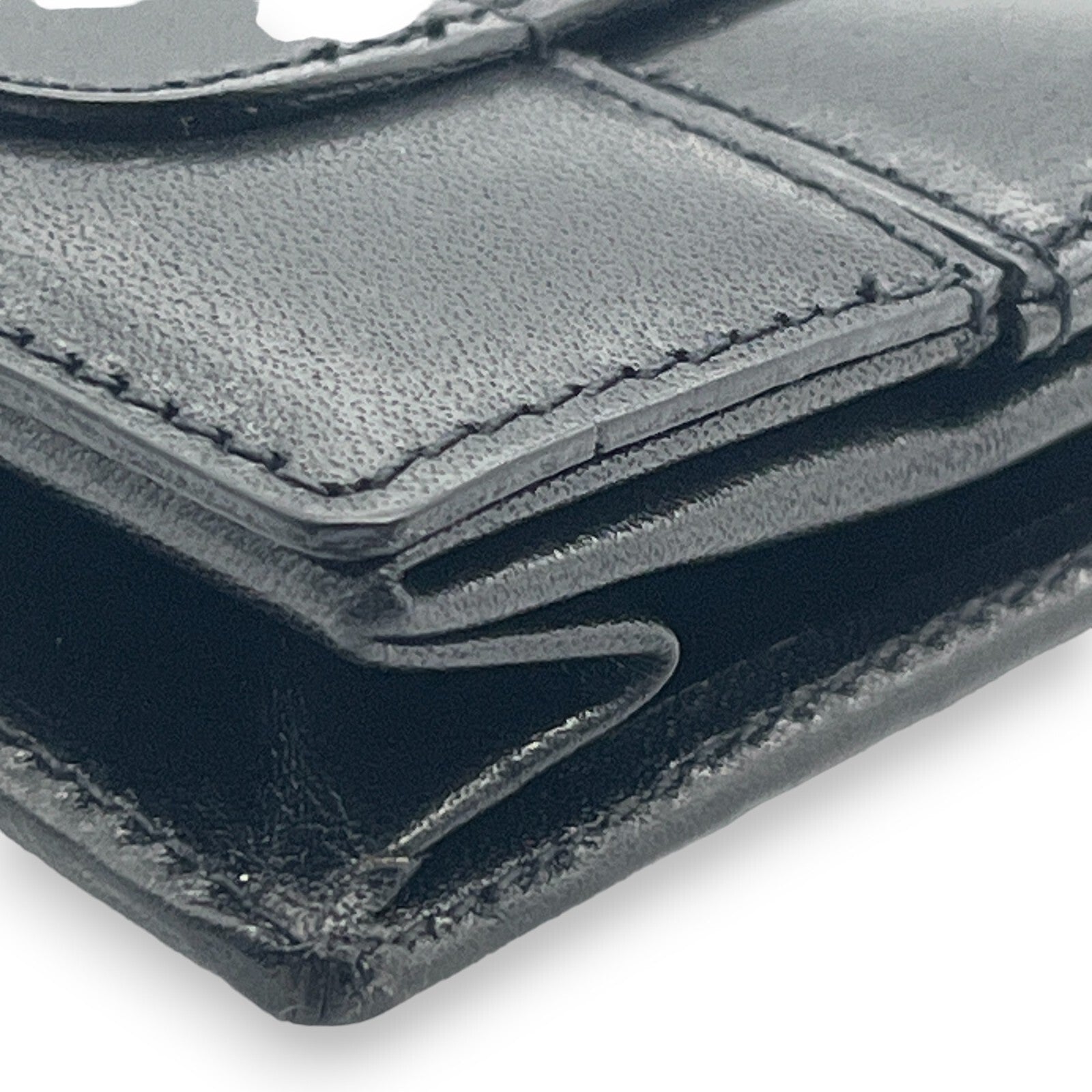 Bally Logo Plated Leather Coin Purse Wallet in Black