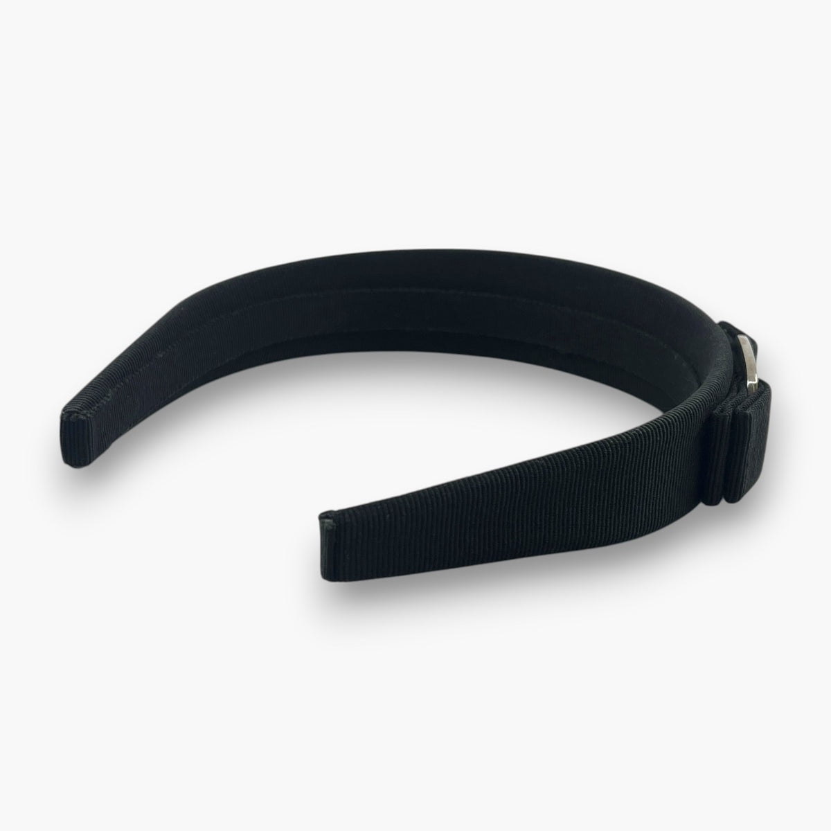 Ferragamo Vara Bow Headband Hair Band Black Silver Hardware Wide