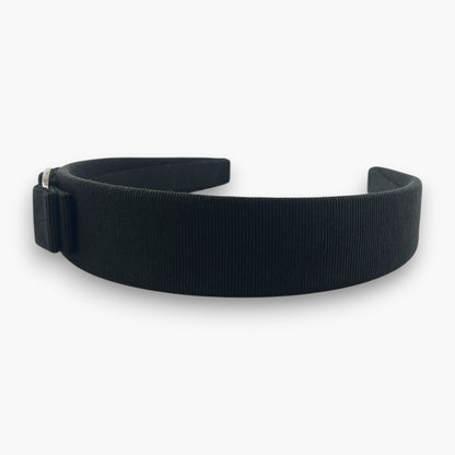 Ferragamo Vara Bow Headband Hair Band Black Silver Hardware Wide
