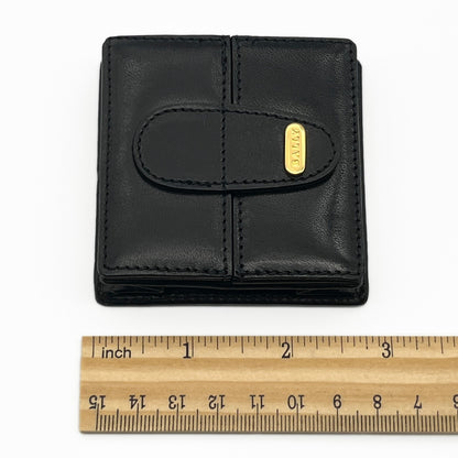 Bally Logo Plated Leather Coin Purse Wallet Black Compact