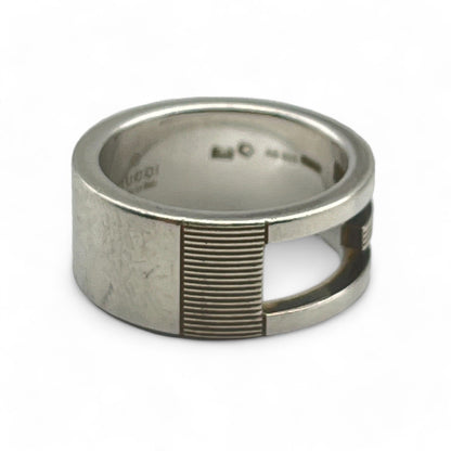 Gucci G Logo Ring Silver 925 Size 5 w/Box & Storage Bag