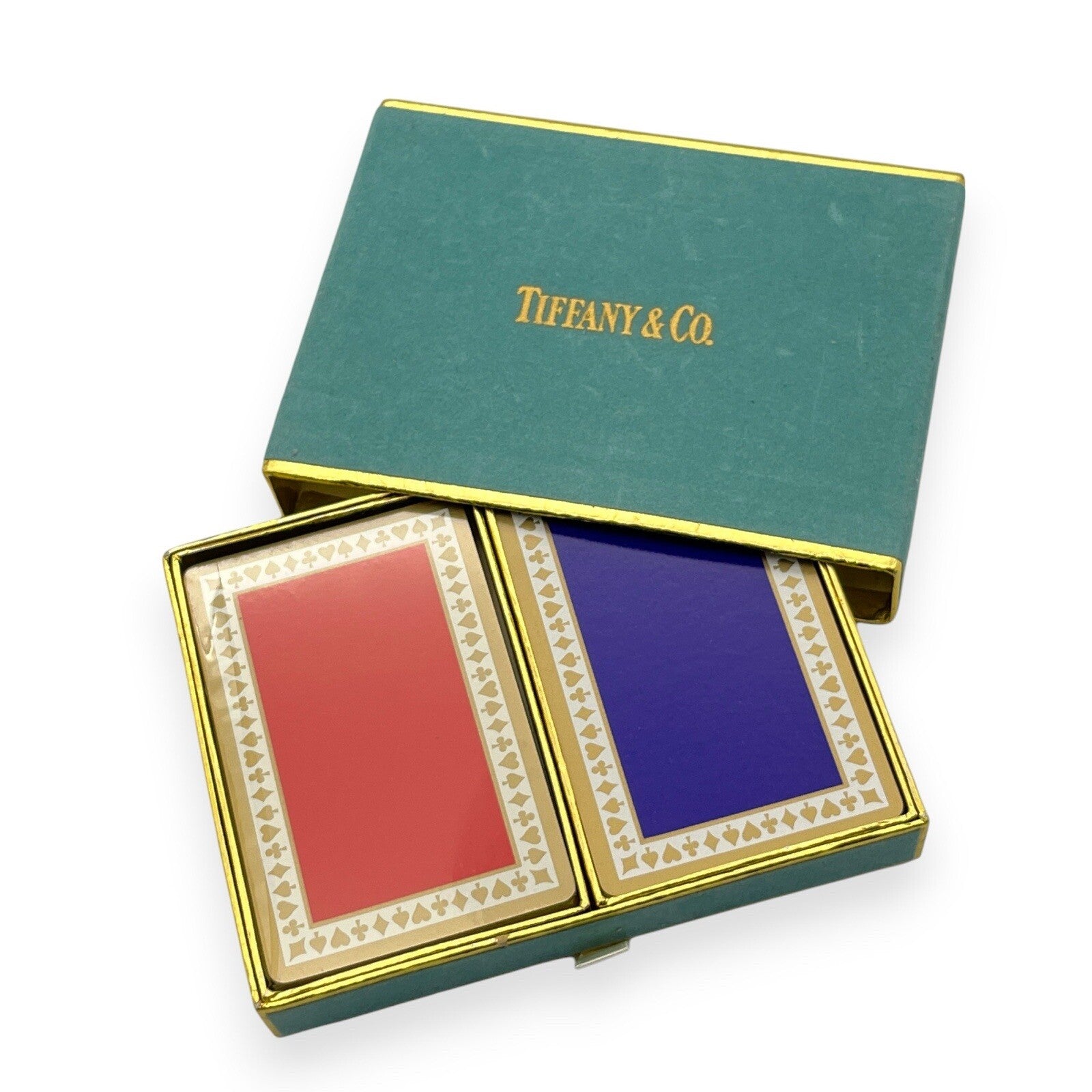 Tiffany & Co. Double Deck Playing Cards In Velvet Box Blue and Red