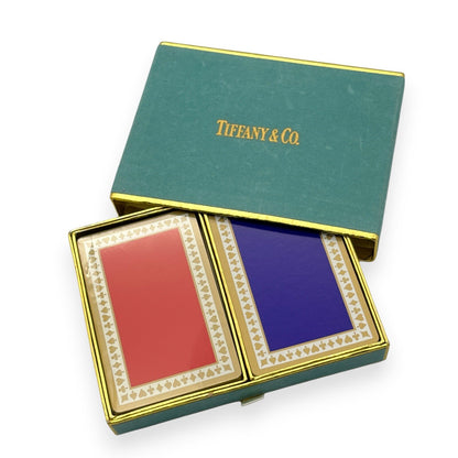 Tiffany & Co. Double Deck Playing Cards In Velvet Box Blue and Red