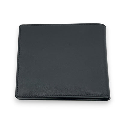 Christian Dior Black Leather Bifold Wallet with Silver Logo Plate
