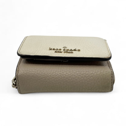 Kate Spade Off White Beige Leather Trifold Wallet Compact Zip Coin Purse