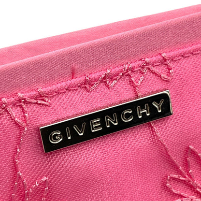 Givenchy Cosmetic Pouch Pink Floral Pattern Silver Logo Zipper