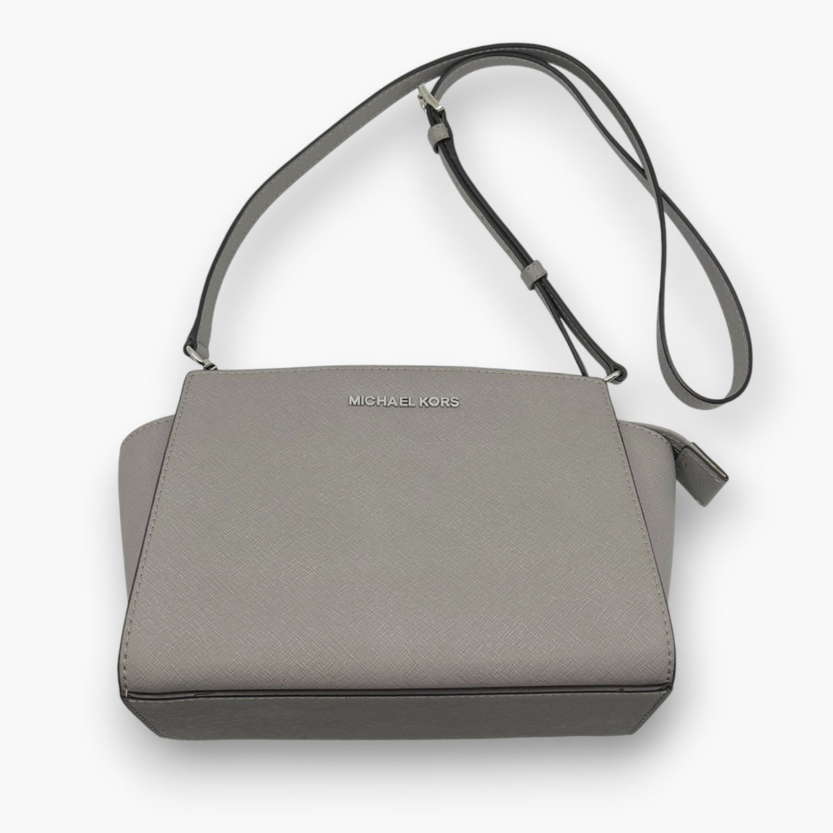 MICHAEL KORS Saffiano Leather Shoulder Bag Gray Crossbody Medium