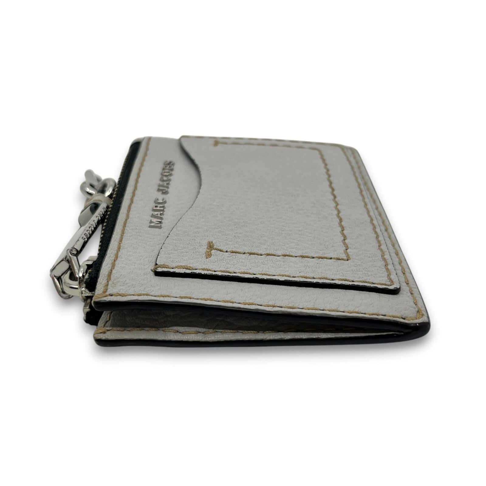 Marc Jacobes Leather Top Zip Coin Purse and Card Case in Gray