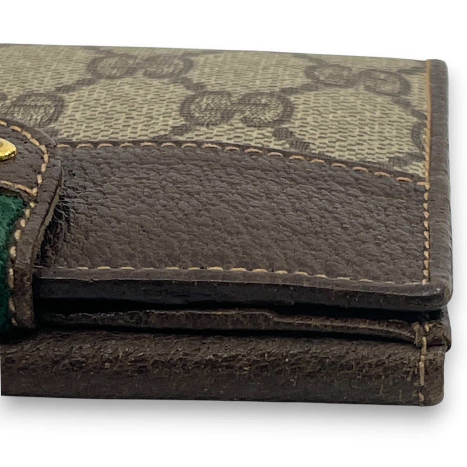 Gucci GG Supreme Canvas Web Stripe Bifold Wallet Brown Leather