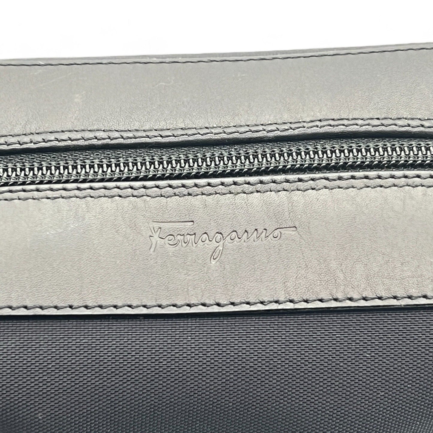Salvatore Ferragamo Fabric and Leather Pouch in Black