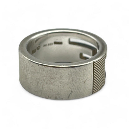Gucci G Logo Ring Silver 925 Size 5 w/Box & Storage Bag