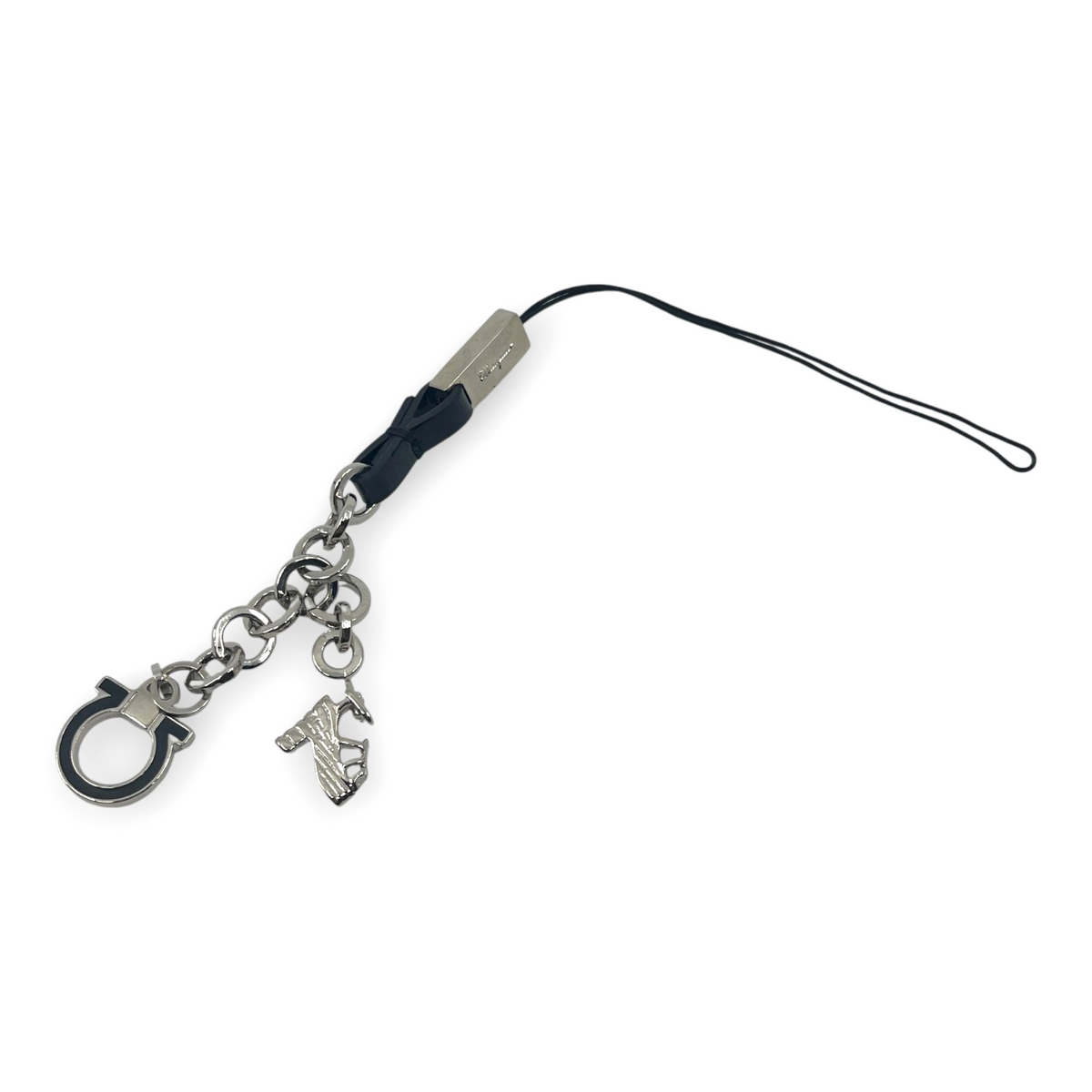 Salvatore Ferragamo Gancini Cell Phone Strap High Heel Shoe Charm Silver w/Box