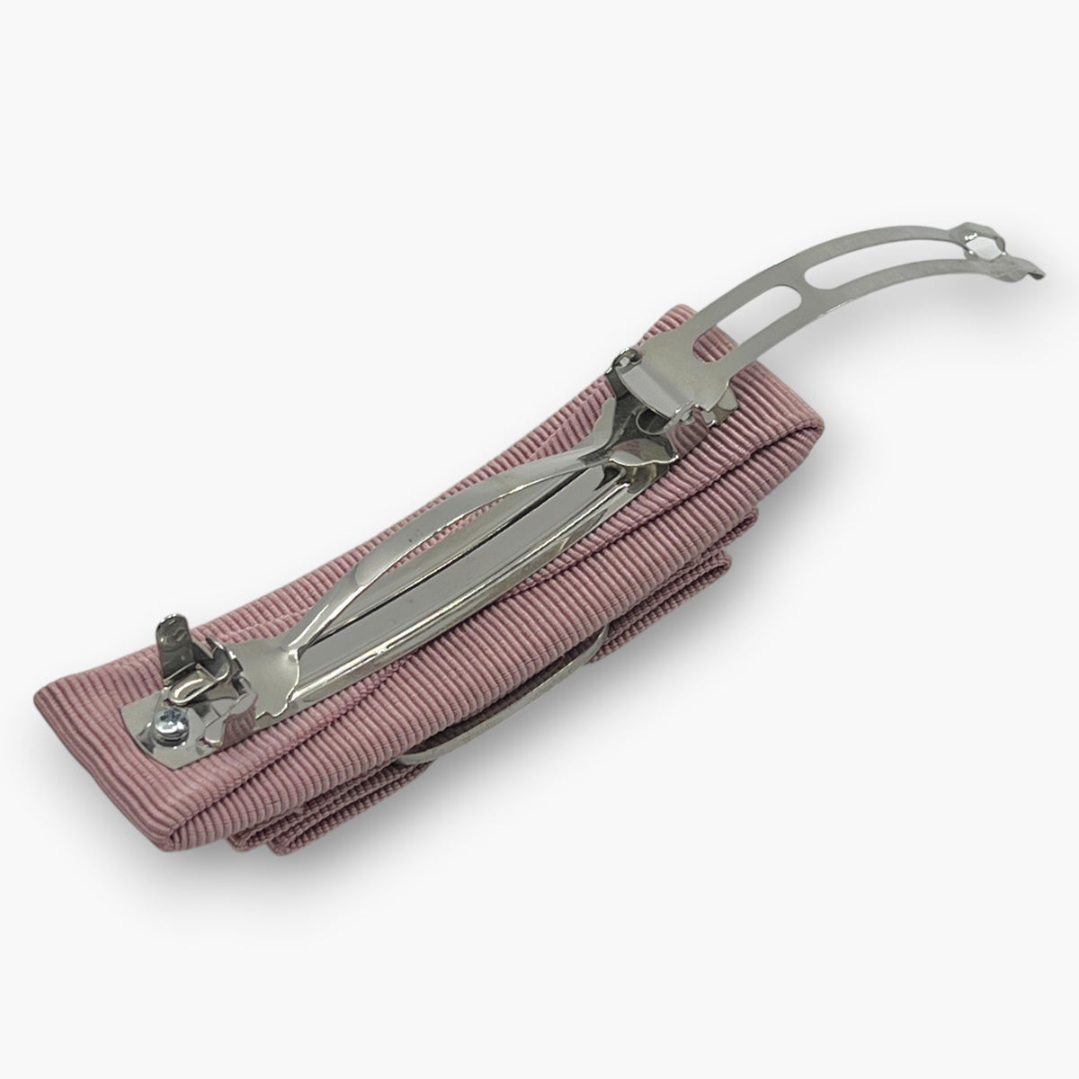 Salvatore Ferragamo Vara Bow Hair Clip Barrette Pink Silver-tone  w/ Box