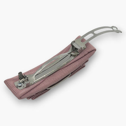 Salvatore Ferragamo Vara Bow Hair Clip Barrette Pink Silver-tone  w/ Box