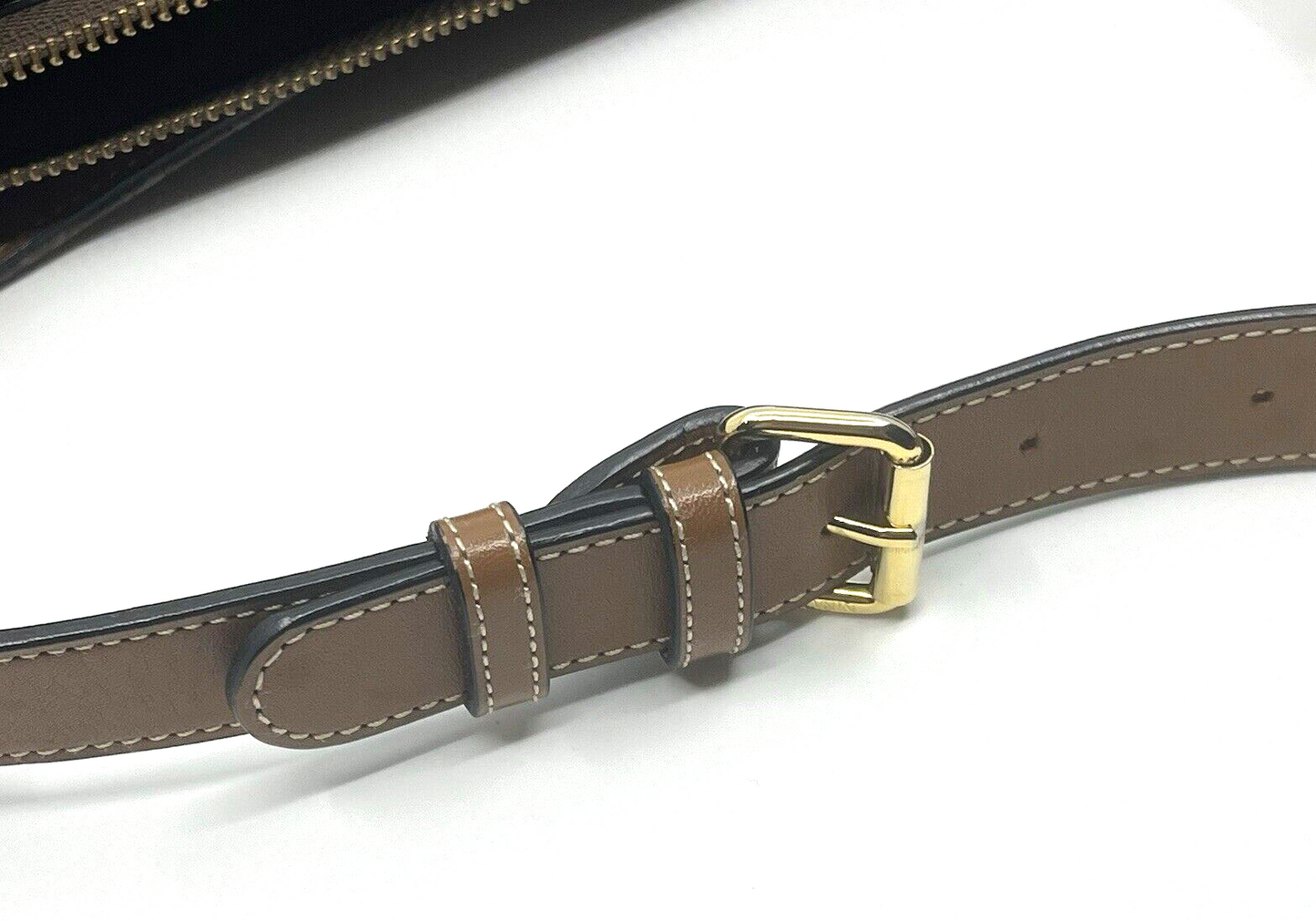 Nina Rich Leather Shoulder Bag Brown Key Case Necklace 3 Set