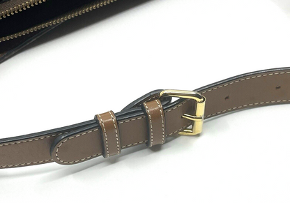 Nina Rich Leather Shoulder Bag Brown Key Case Necklace 3 Set