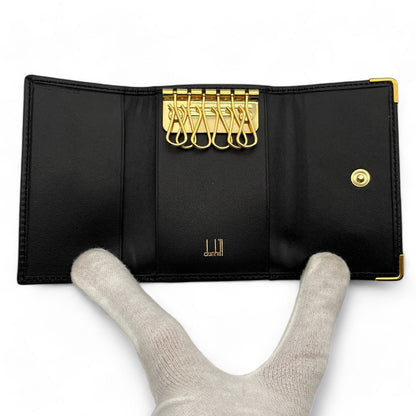 dunhill London Leather Key Case 6 Rings Black w/ Box & Dust Bag