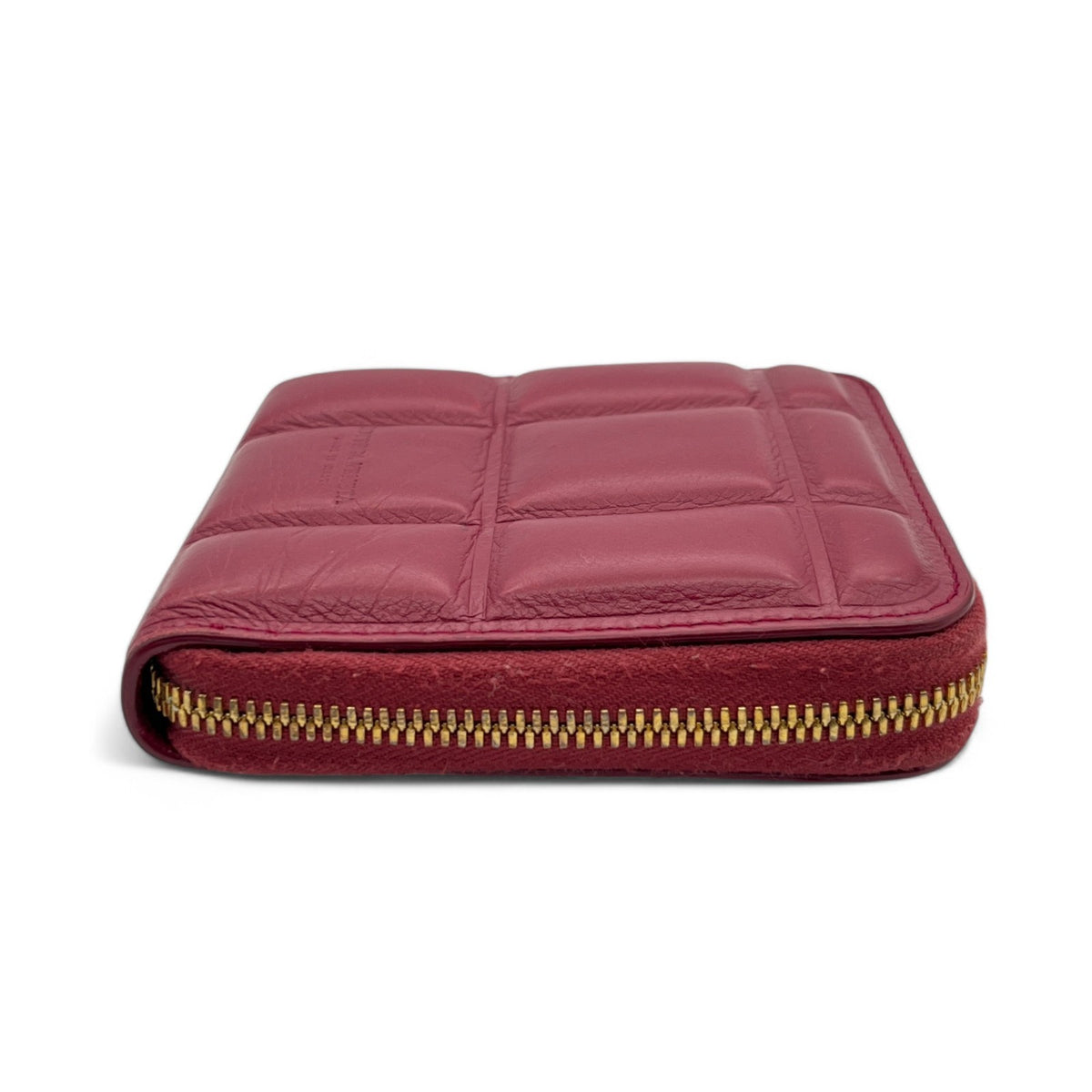 Bottega Veneta Padded Paper Calf Mini Wallet Burgundy Red Zipper