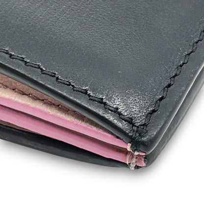 Celine Black Pink Leather Card Holder with Snap Tab