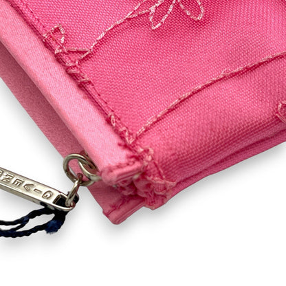 Givenchy Cosmetic Pouch Pink Floral Pattern Silver Logo Makeup Bag