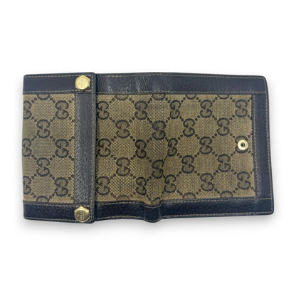 Gucci GG Canvas Bifold Wallet Brown Leather Trim w/ Box