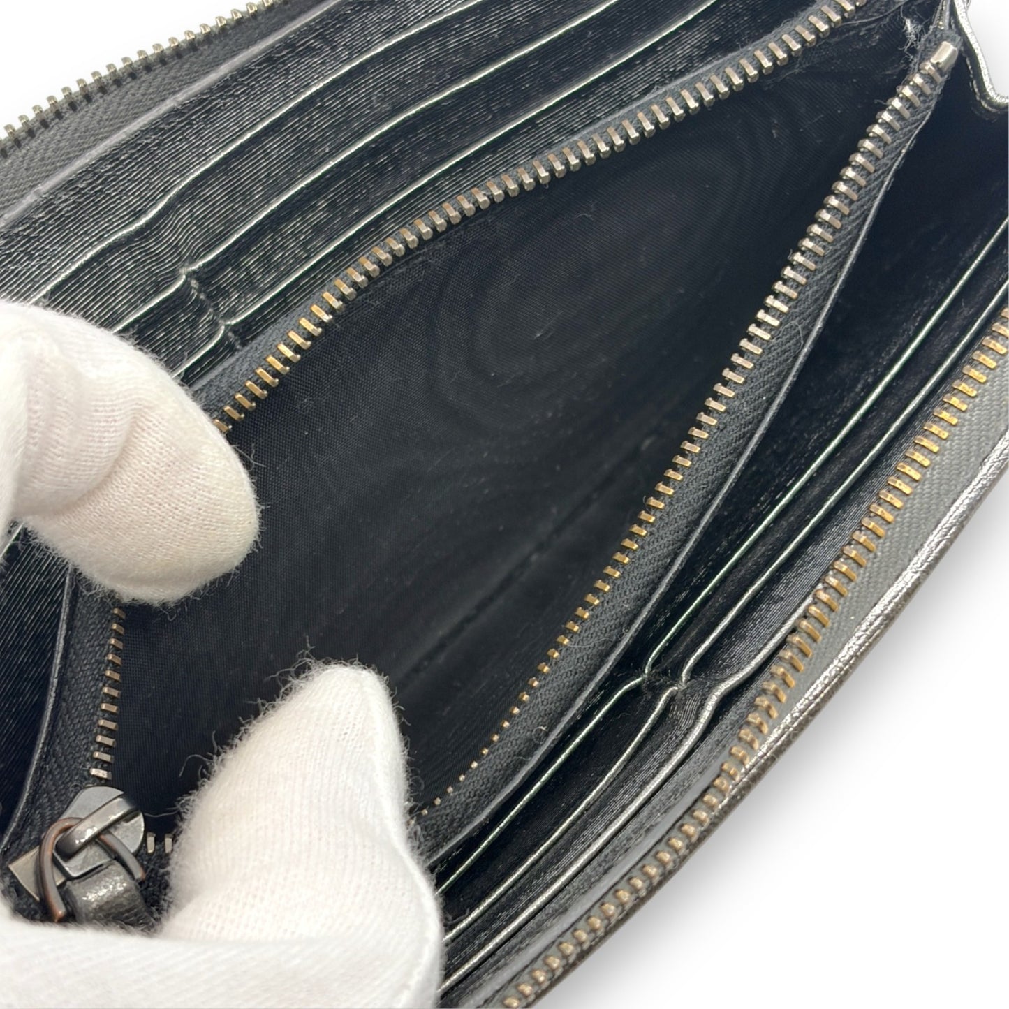 Bottega Veneta Intrecciato Long Wallet Silver Leather w/ Box