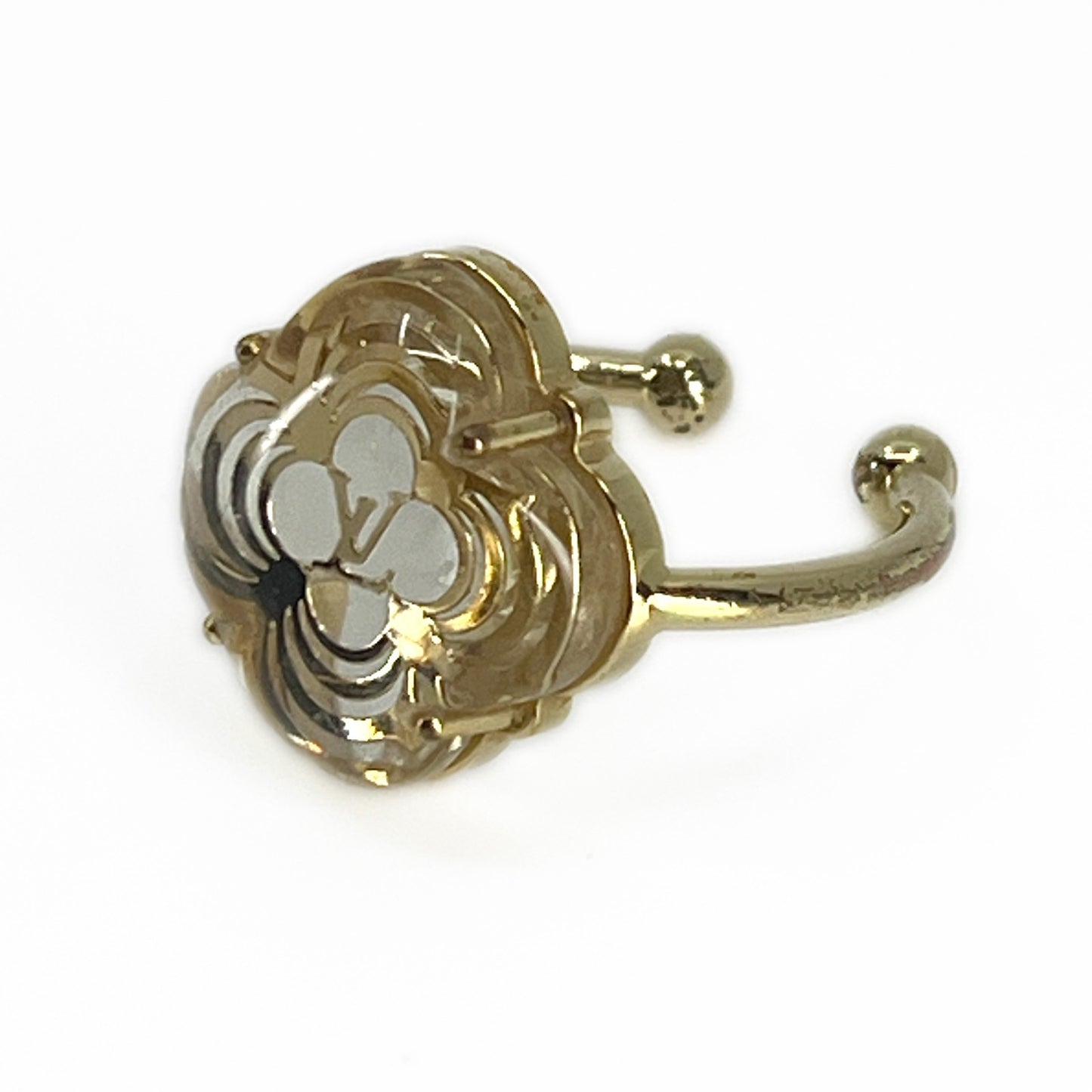 Louis Vuitton Monogram Flower Resin Ring Gold Tone Size US 3.5 (Japan 5) Pinky